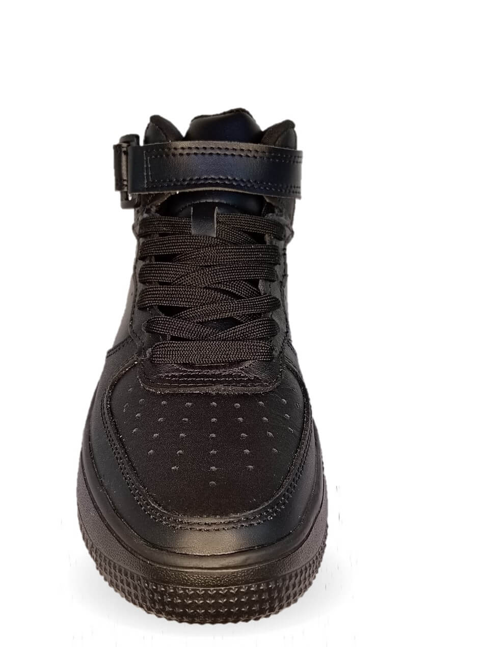 Tenis Urbano tipo Bota de piel Court 2993 Negro/Negro Unisex para hombre y mujer
