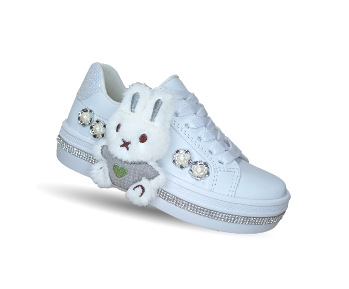 Tenis Fridays con ajuste de agujetas 1906 Blanco/Blanco para niña
