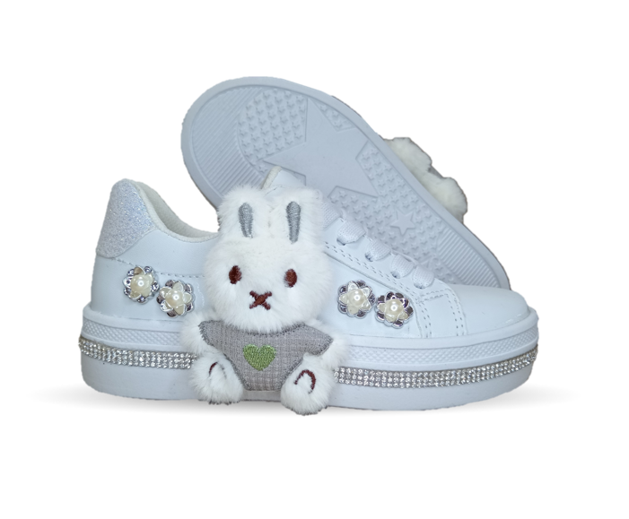 Tenis Fridays con ajuste de agujetas 1906 Blanco/Blanco para niña