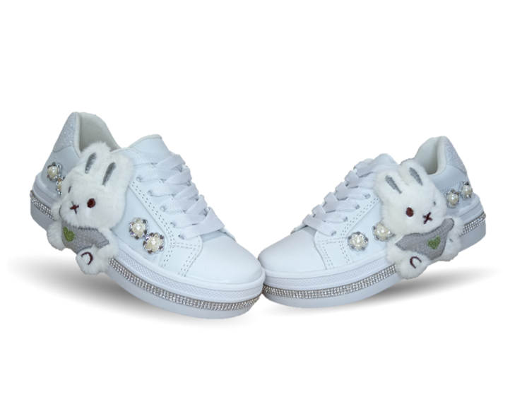 Tenis Fridays con ajuste de agujetas 1906 Blanco/Blanco para niña
