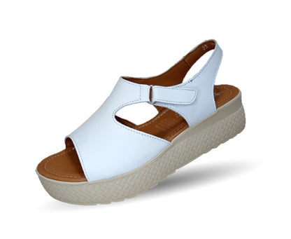 Sandalia Casual de piel con plataforma baja Hannia 130 Blanco para mujer