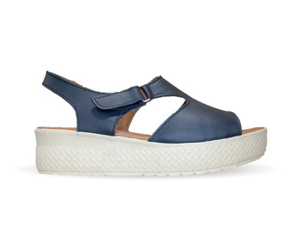 Sandalia Casual de piel con plataforma baja Hannia 130 Negro para mujer