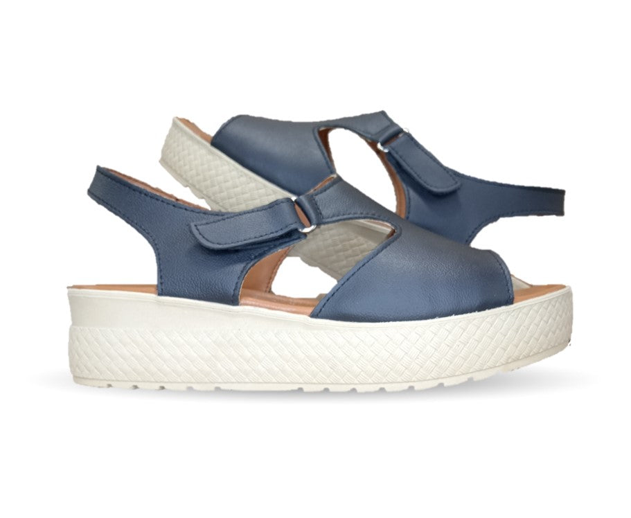 Sandalia Casual de piel con plataforma baja Hannia 130 Negro para mujer