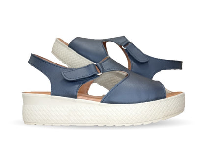 Sandalia Casual de piel con plataforma baja Hannia 130 Negro para mujer