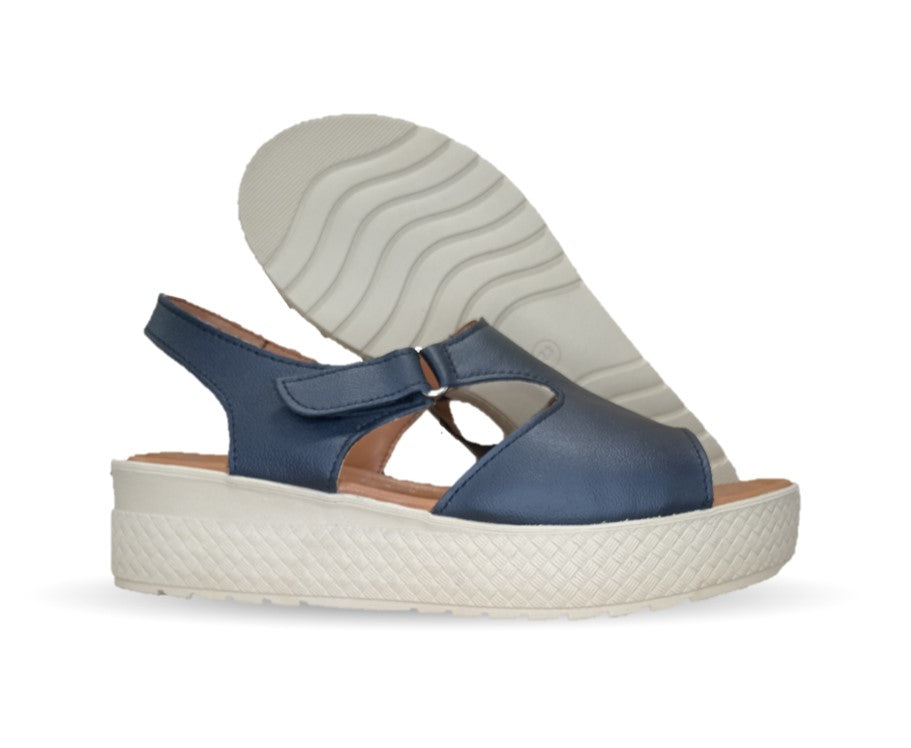 Sandalia Casual de piel con plataforma baja Hannia 130 Negro para mujer