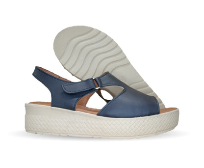 Sandalia Casual de piel con plataforma baja Hannia 130 Negro para mujer