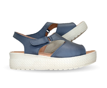 Sandalia Casual de piel con plataforma baja Hannia 130 Negro para mujer