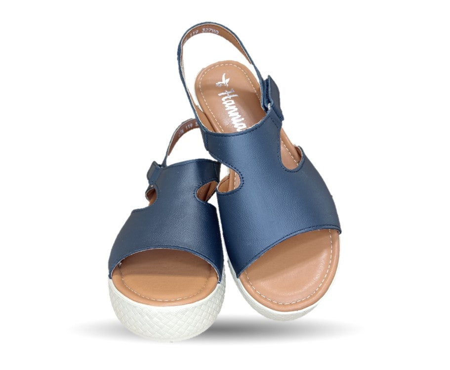 Sandalia Casual de piel con plataforma baja Hannia 130 Negro para mujer