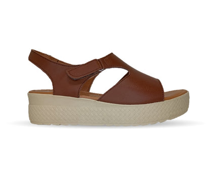 Sandalia Casual de piel con plataforma baja Hannia 130 Tan para mujer