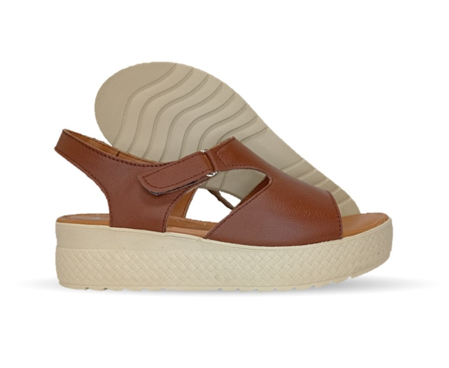 Sandalia Casual de piel con plataforma baja Hannia 130 Tan para mujer