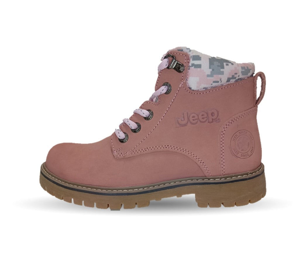 Botas Industriales y Casuales de piel con casco de acero Jeep 10754 Nobuck Rosa para mujer