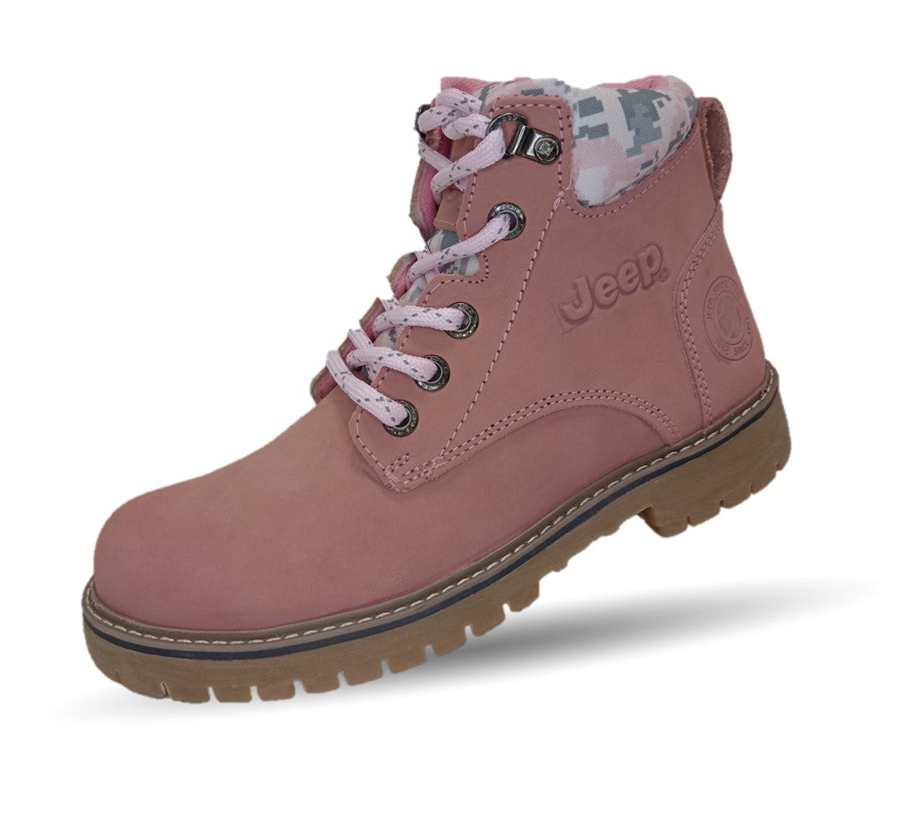 Botas Industriales y Casuales de piel con casco de acero Jeep 10754 Nobuck Rosa para mujer