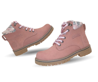 Botas Industriales y Casuales de piel con casco de acero Jeep 10754 Nobuck Rosa para mujer