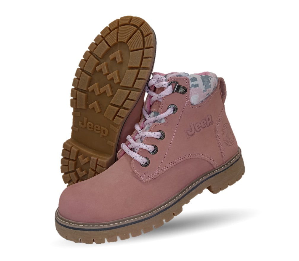 Botas Industriales y Casuales de piel con casco de acero Jeep 10754 Nobuck Rosa para mujer