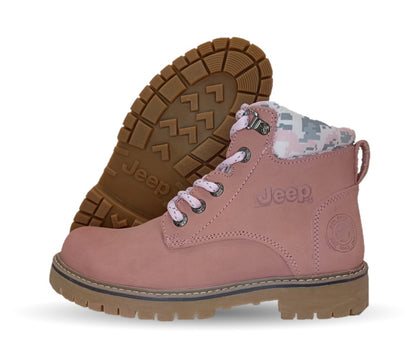Botas Industriales y Casuales de piel con casco de acero Jeep 10754 Nobuck Rosa para mujer