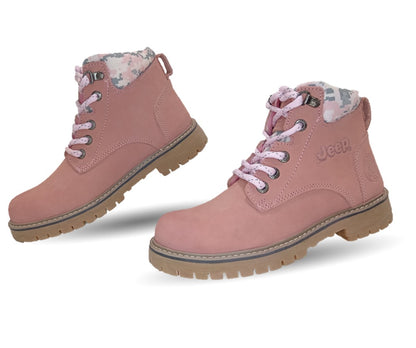 Botas Industriales y Casuales de piel con casco de acero Jeep 10754 Nobuck Rosa para mujer