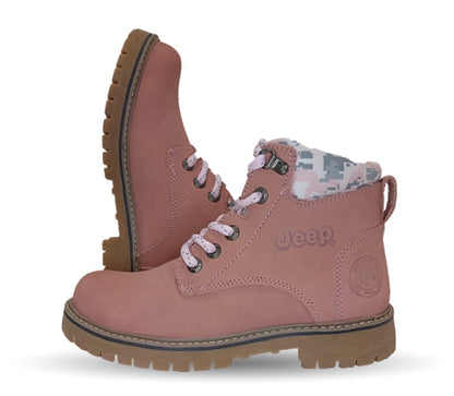 Botas Industriales y Casuales de piel con casco de acero Jeep 10754 Nobuck Rosa para mujer