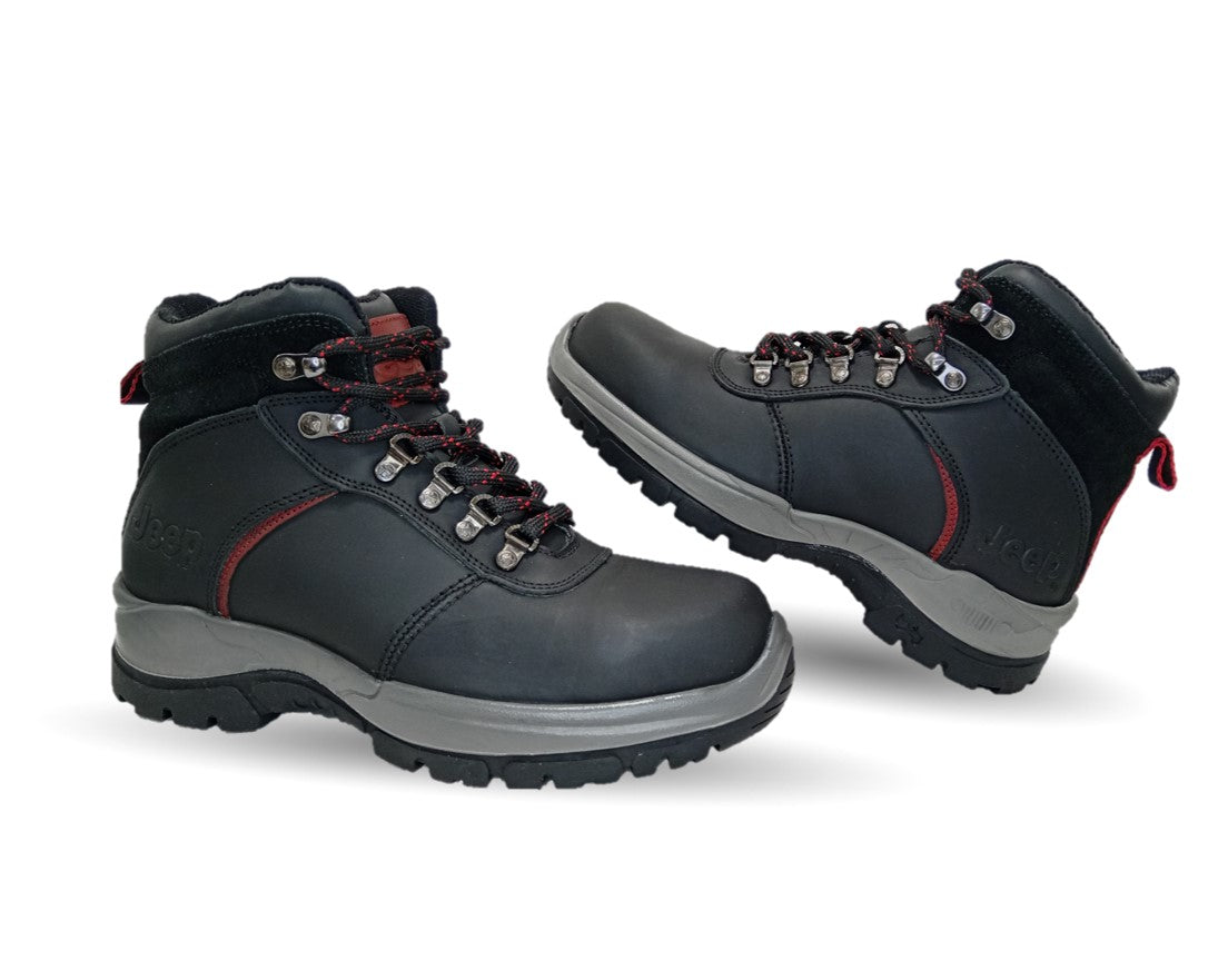 Botas Industriales y Casuales de piel con casco de acero Jeep 18000 Negro para hombre