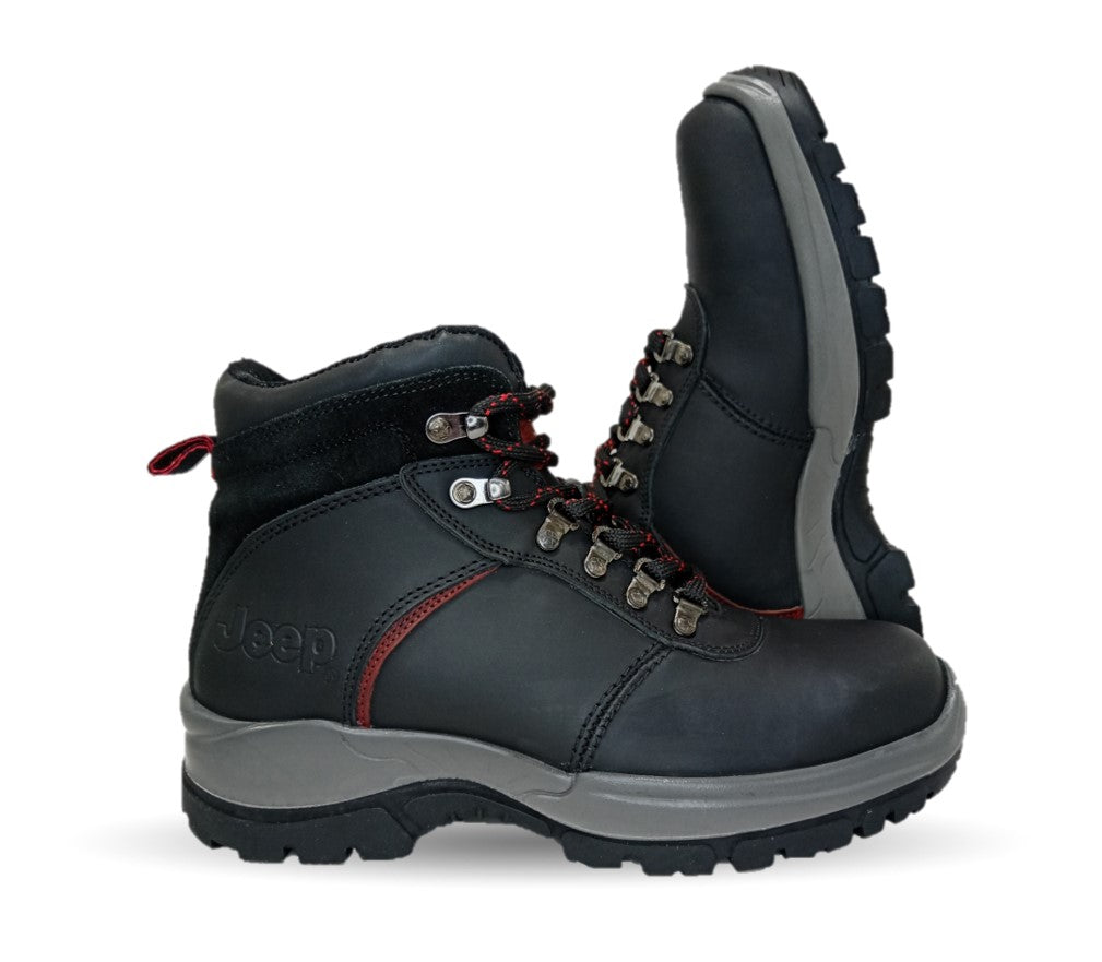 Botas Industriales y Casuales de piel con casco de acero Jeep 18000 Negro para hombre