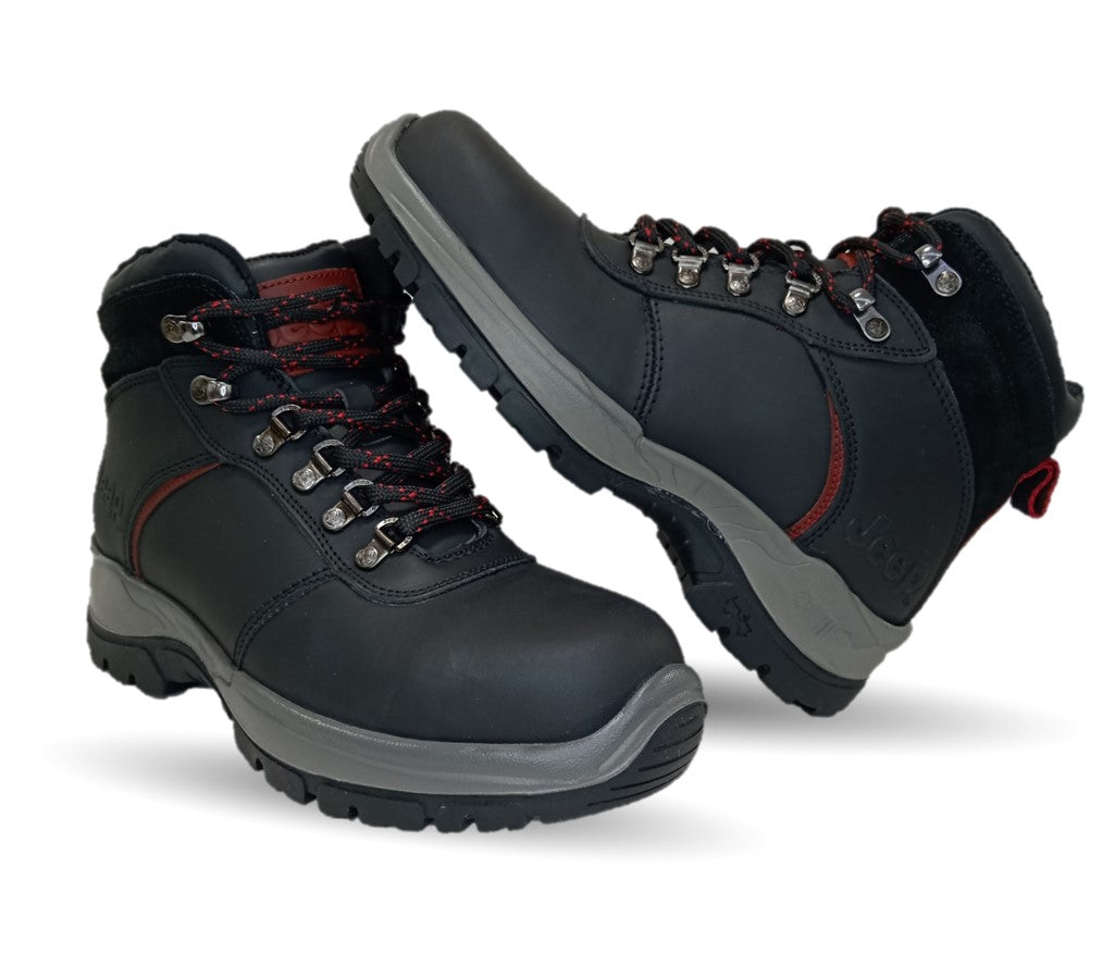 Botas Industriales y Casuales de piel con casco de acero Jeep 18000 Negro para hombre