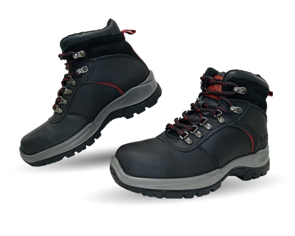 Botas Industriales y Casuales de piel con casco de acero Jeep 18000 Negro para hombre