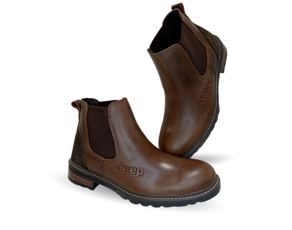 Botas Casuales Chelsea de piel Jeep 20101 Encino/Café para hombre