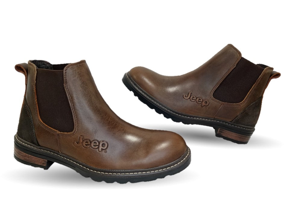 Botas Casuales Chelsea de piel Jeep 20101 Encino/Café para hombre