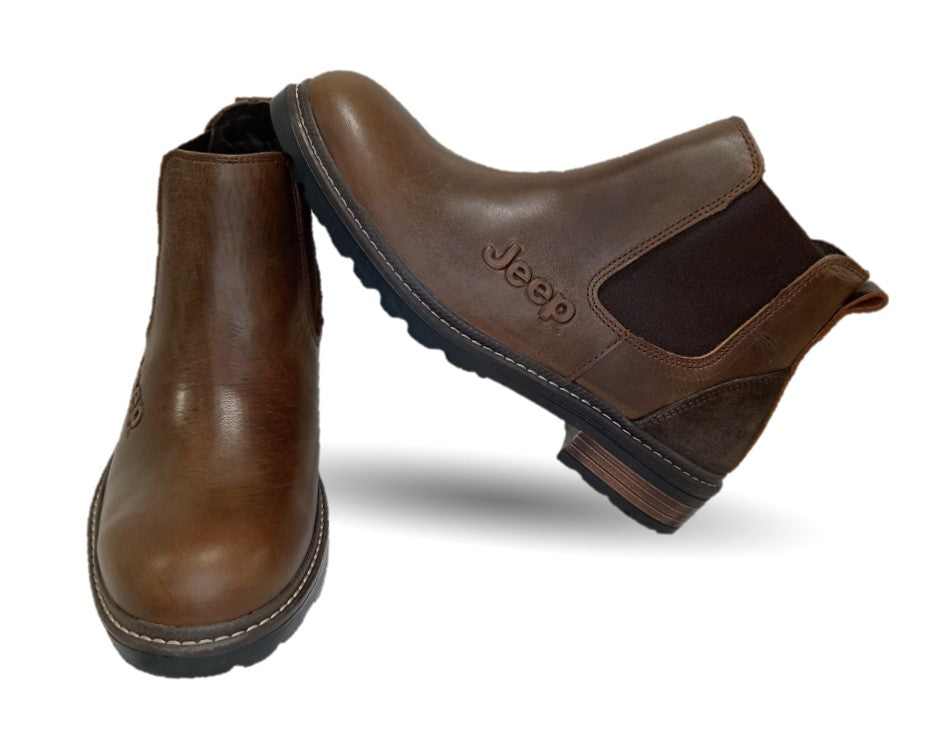 Botas Casuales Chelsea de piel Jeep 20101 Encino/Café para hombre