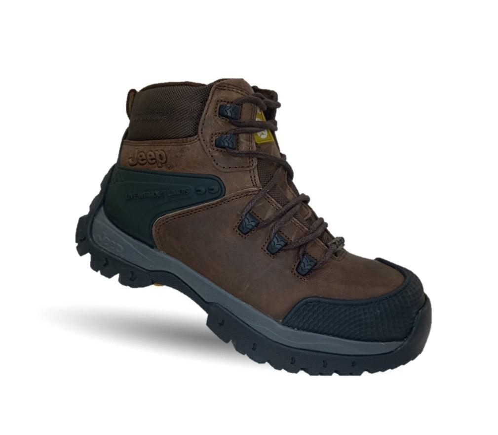 Botas Industriales y Casuales de piel con casco dieléctrico Jeep 3560 Crazy Café para hombre