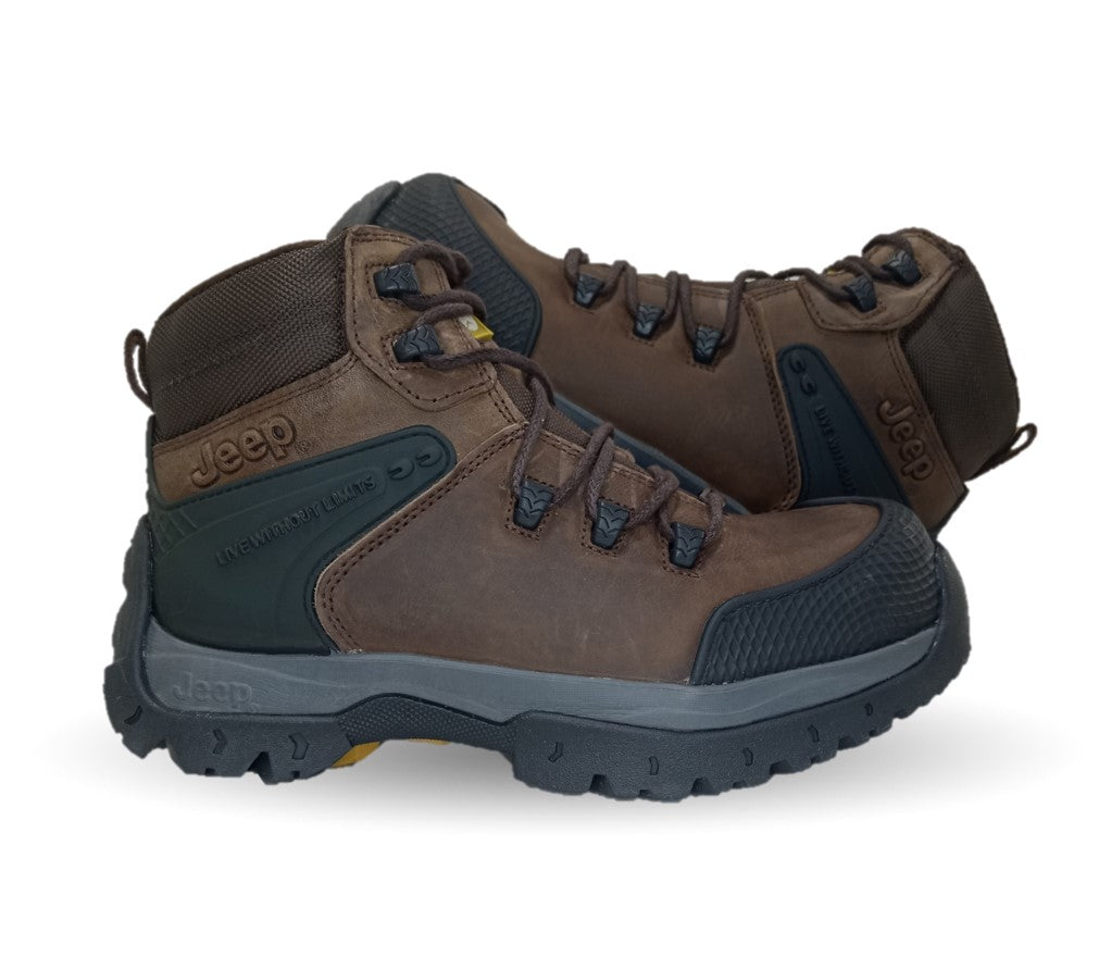 Botas Industriales y Casuales de piel con casco dieléctrico Jeep 3560 Crazy Café para hombre