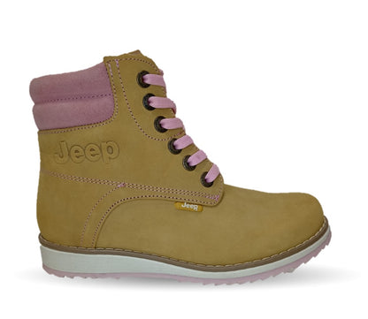 Bota Casual de piel Jeep 9421 Miel/Rosa para mujer