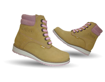 Bota Casual de piel Jeep 9421 Miel/Rosa para mujer