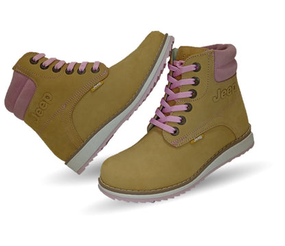 Bota Casual de piel Jeep 9421 Miel/Rosa para mujer