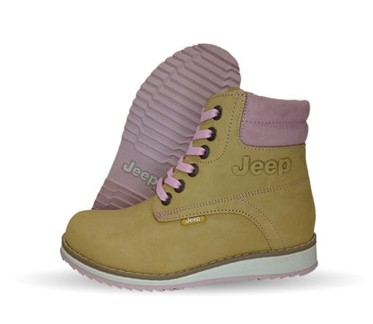 Bota Casual de piel Jeep 9421 Miel/Rosa para mujer