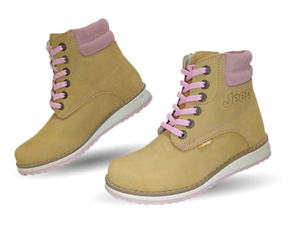 Bota Casual de piel Jeep 9421 Miel/Rosa para mujer