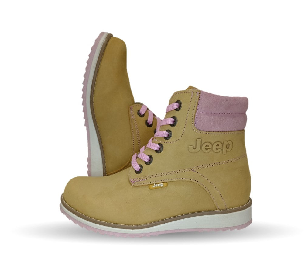 Bota Casual de piel Jeep 9421 Miel/Rosa para mujer