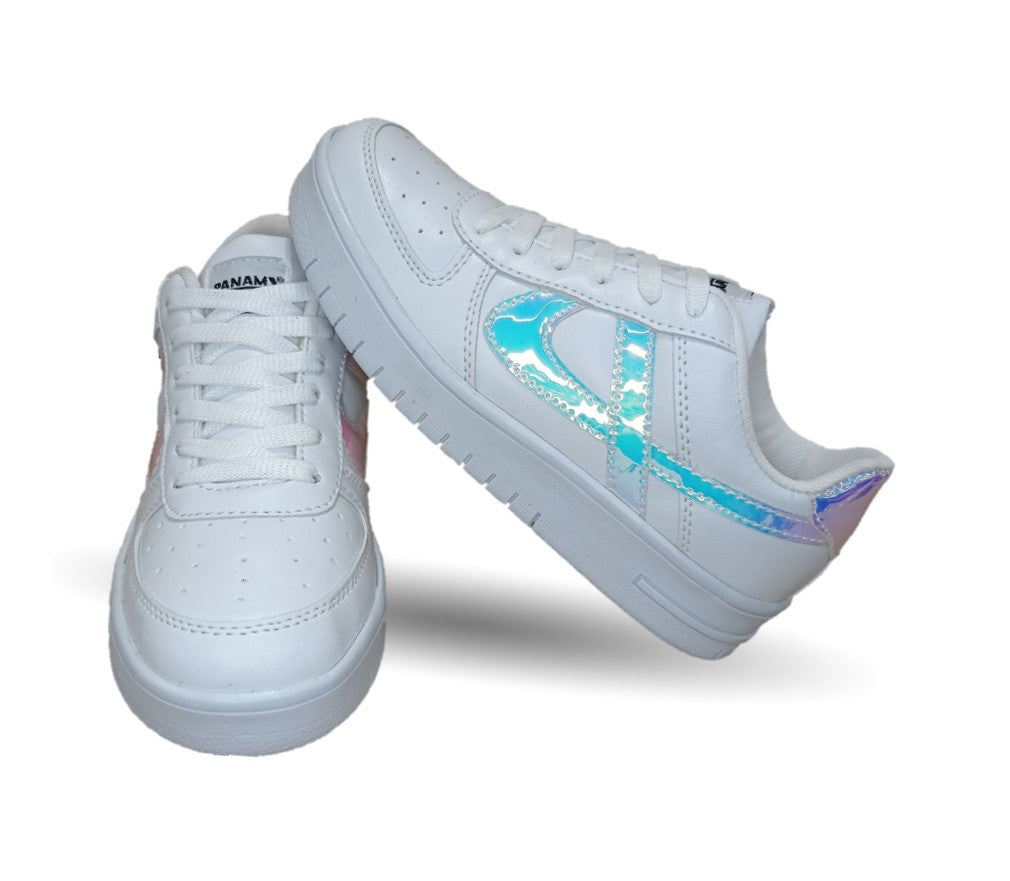 Tenis Urbano Panam 674 Blanco/Plata para mujer