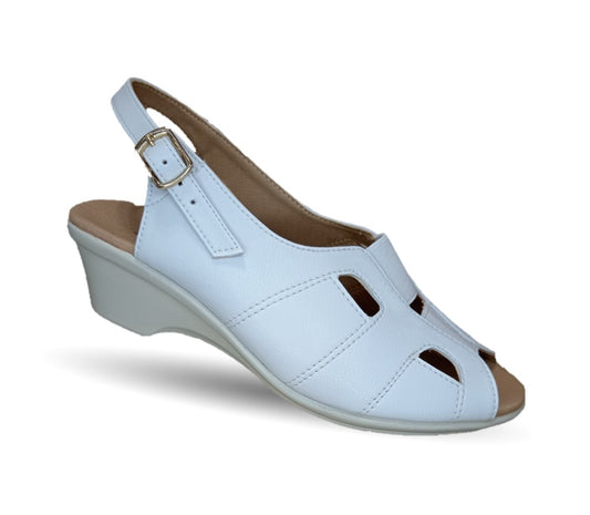 Sandalia de Confort de piel de ternera Pullman 5033 Blanco para mujer