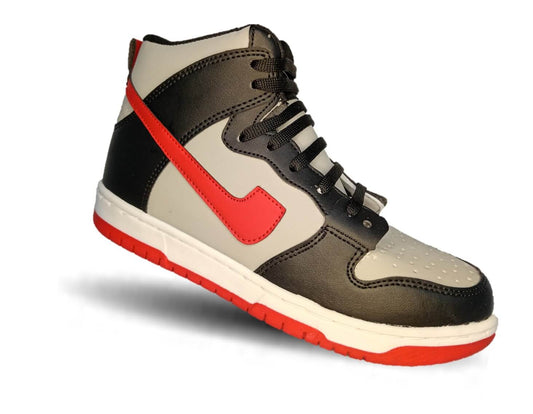 Tenis Urbano tipo Bota Snik 320 Gris/Negro/Rojo Unisex para mujer y hombre