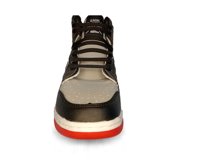Tenis Urbano tipo Bota Snik 320 Gris/Negro/Rojo Unisex para mujer y hombre