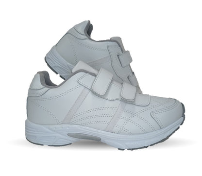 Tenis Deportivo y Escolar de piel con contactel Sport Shoes 1960 Blanco/Blanco Unisex para niño, niña, joven, mujer y hombre