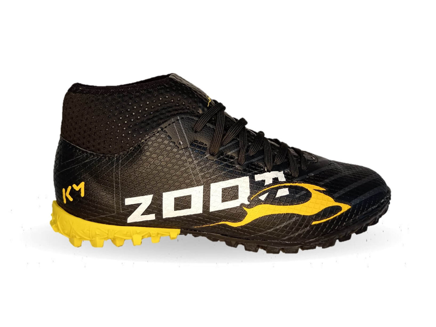 Tenis de Futbol tipo Calcetín con multitacos Union 3040 Negro/Amarillo Unisex para mujer y hombre