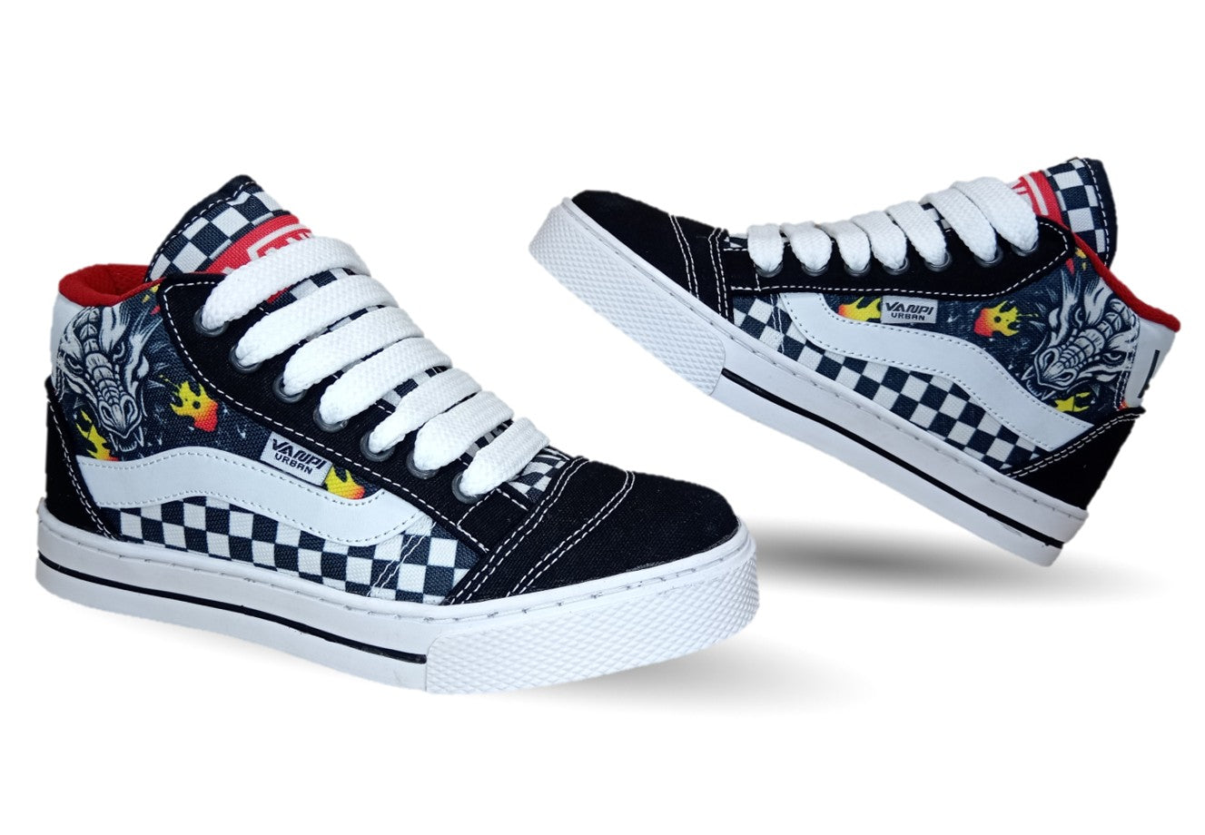Tenis Urbano Vanpi 730 Negro/Blanco/Rojo Unisex para mujer y hombre