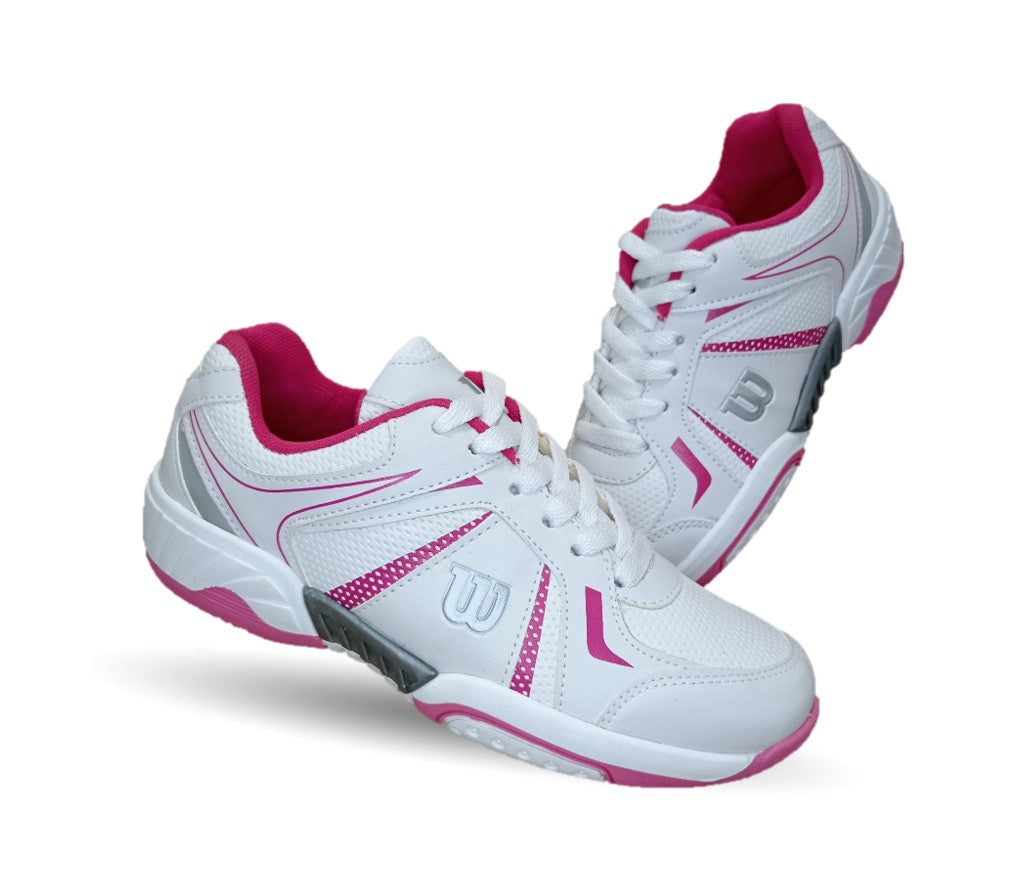 Tenis Deportivo Wilson 75 Blanco/Fiusha para mujer