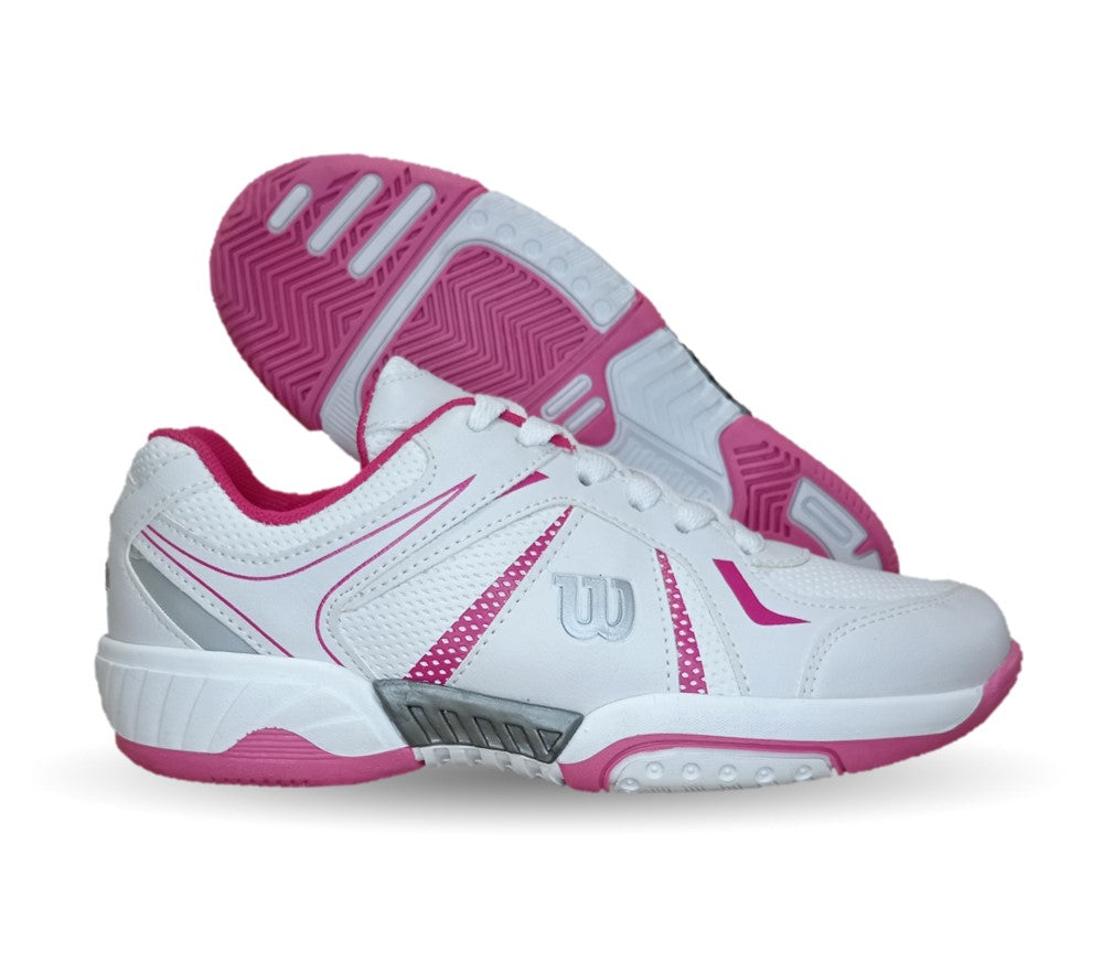 Tenis Deportivo Wilson 75 Blanco/Fiusha para mujer
