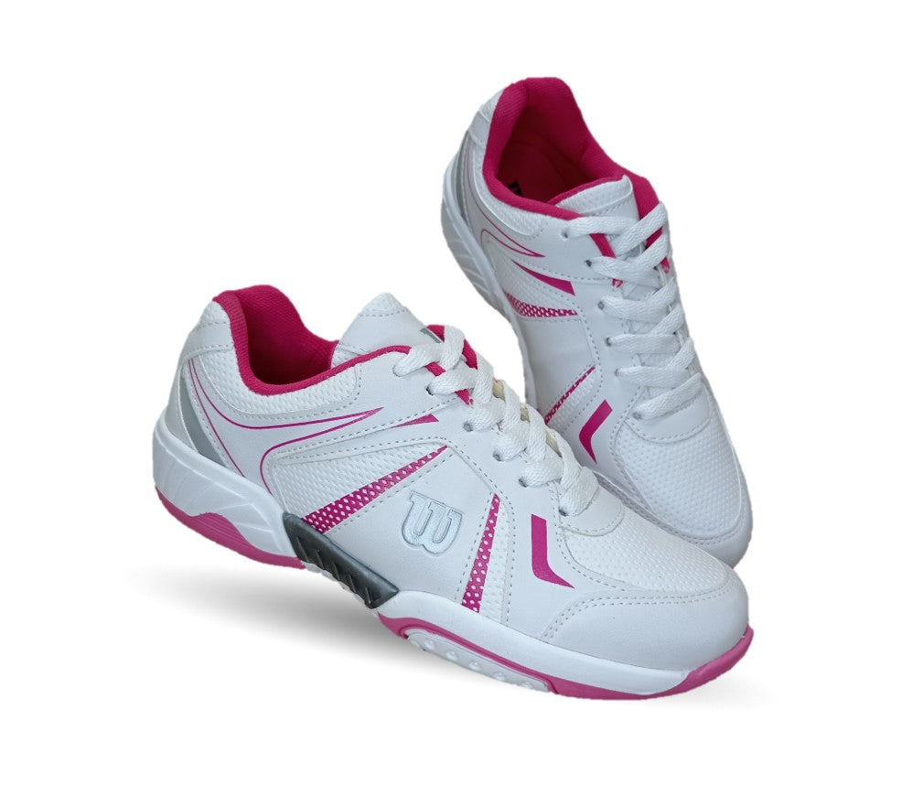 Tenis Deportivo Wilson 75 Blanco/Fiusha para mujer