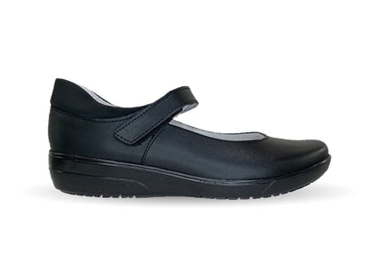 Zapato Escolar y Casual de piel con contactel Yuyin 22190 Negro para niña