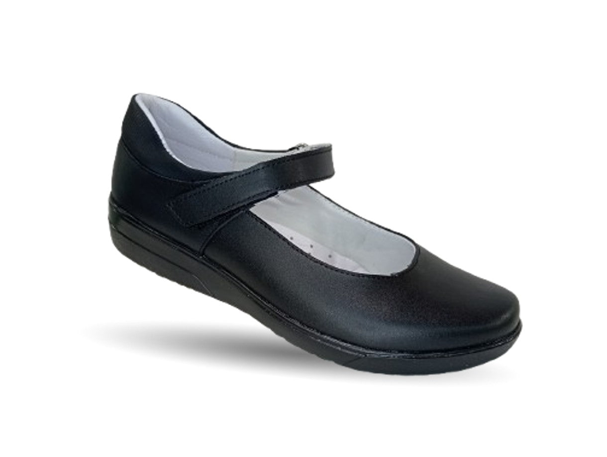 Zapato Escolar y Casual de piel con contactel Yuyin 22190 Negro para niña