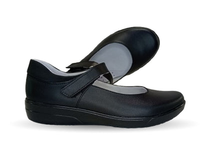 Zapato Escolar y Casual de piel con contactel Yuyin 22190 Negro para niña