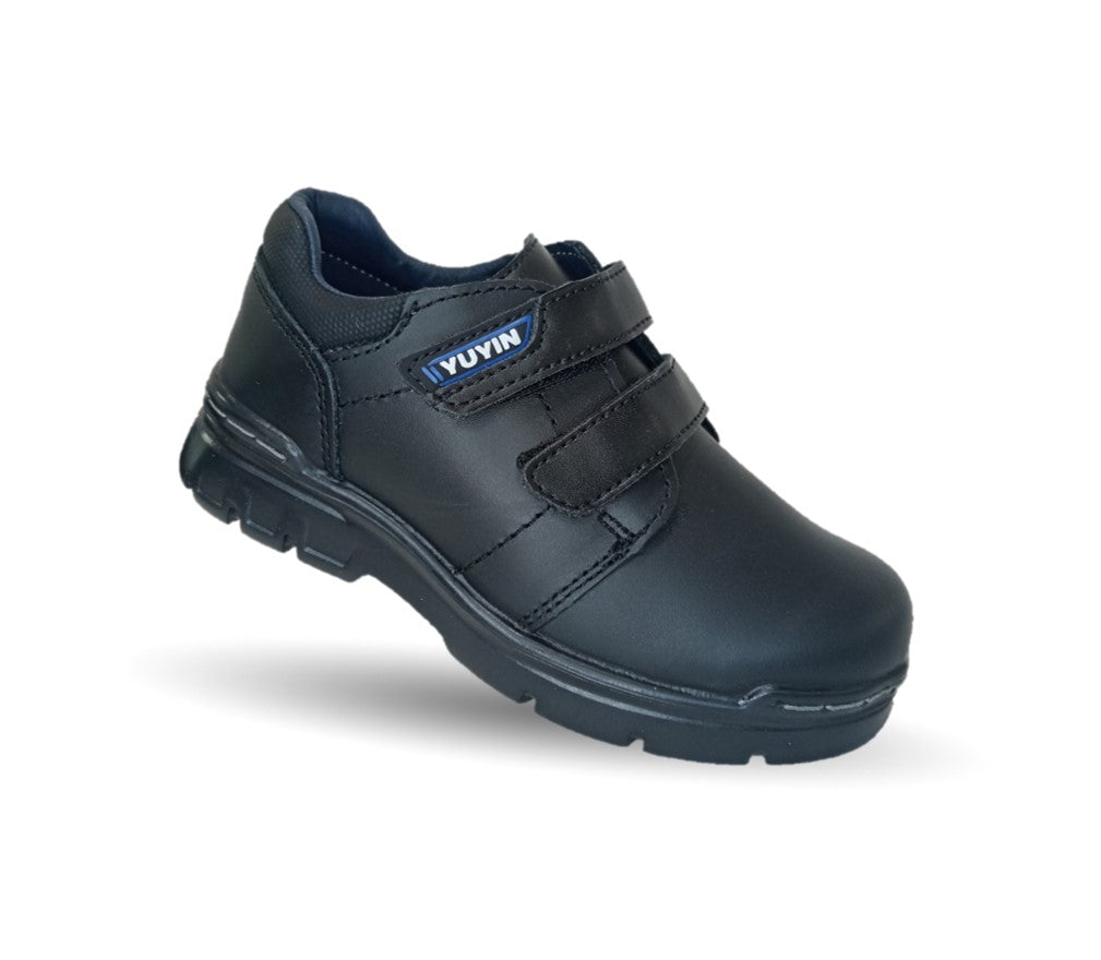 Zapato escolar y casual de piel con contactel Yuyin 23290 Negro para niño